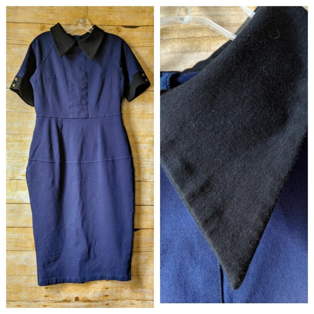 Navy Blue Dress with Peter Pan Collar | 14